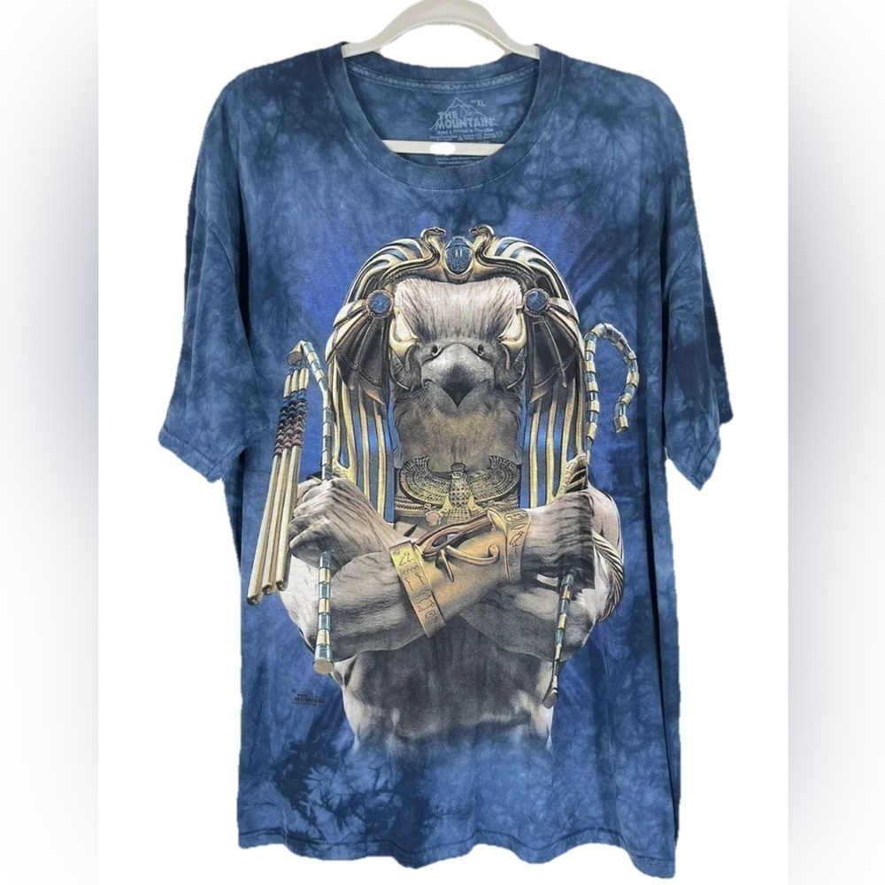 The Mountain Shirt Sz XL Horus Soldier Ancient Egyptian Pharaoh Blue Tie Dye
